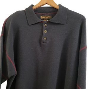 Vintage Timberland WeatherGear Wool Cotton Mens Sweater Made in Italy M Grey Lon